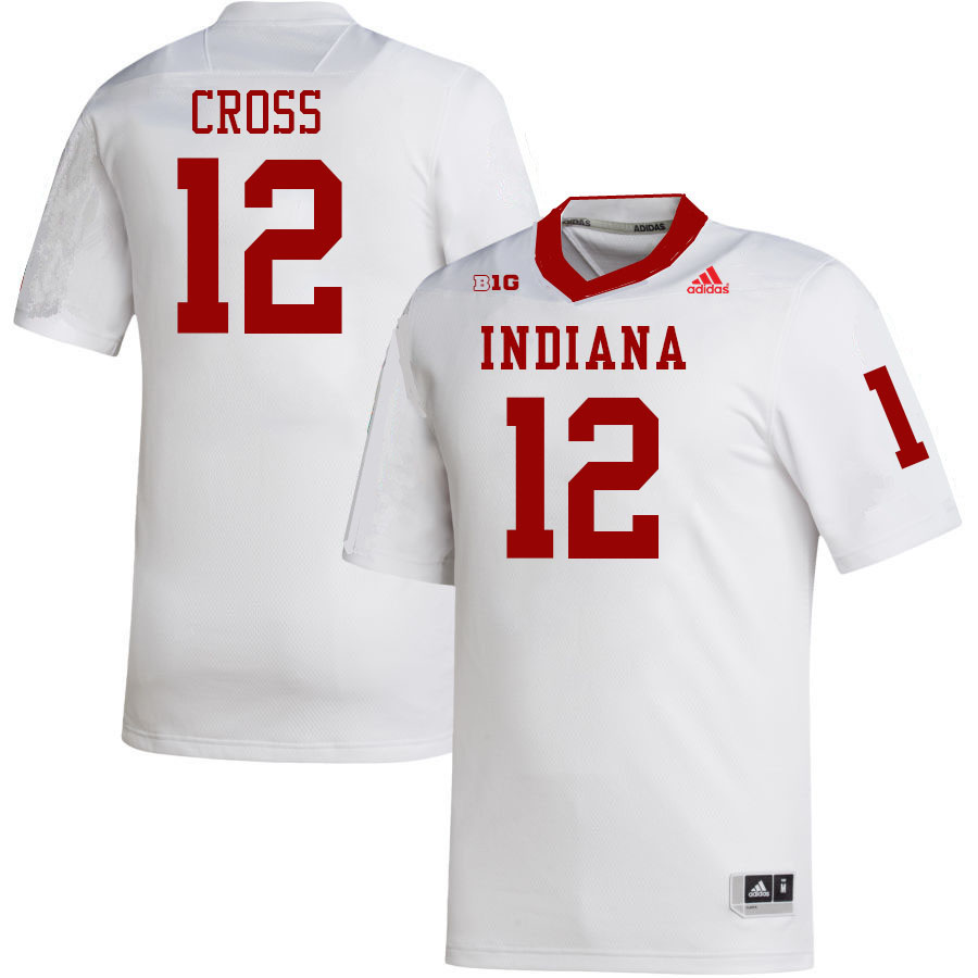 Men #12 Miles Cross Indiana Hoosiers College Football Jerseys Stitched-White